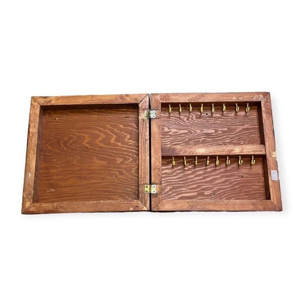 Home Brown Hand Painted Tribal Wall Mount Wooden Key Storage Box Cabinet OS - Picture 5 of 6